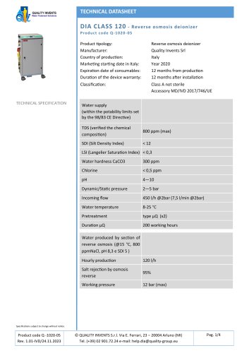 TECHNICAL DATASHEET DIA CLASS 120