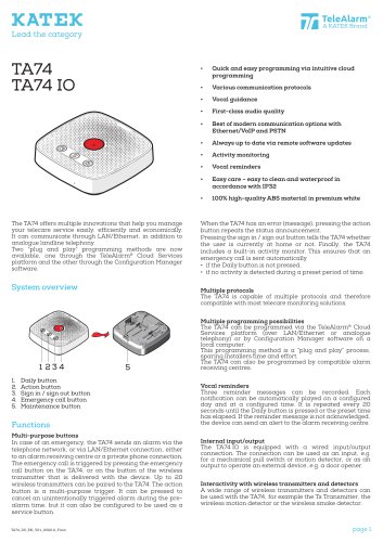 Datasheet TA74 / TA74 IO