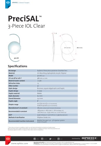 PreciSAL™ 3-Piece IOL Clear