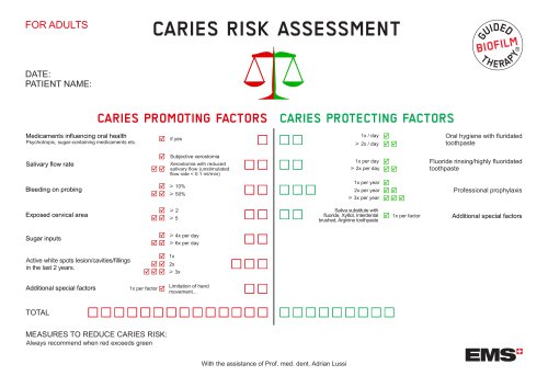 Caries risk assessment Adults