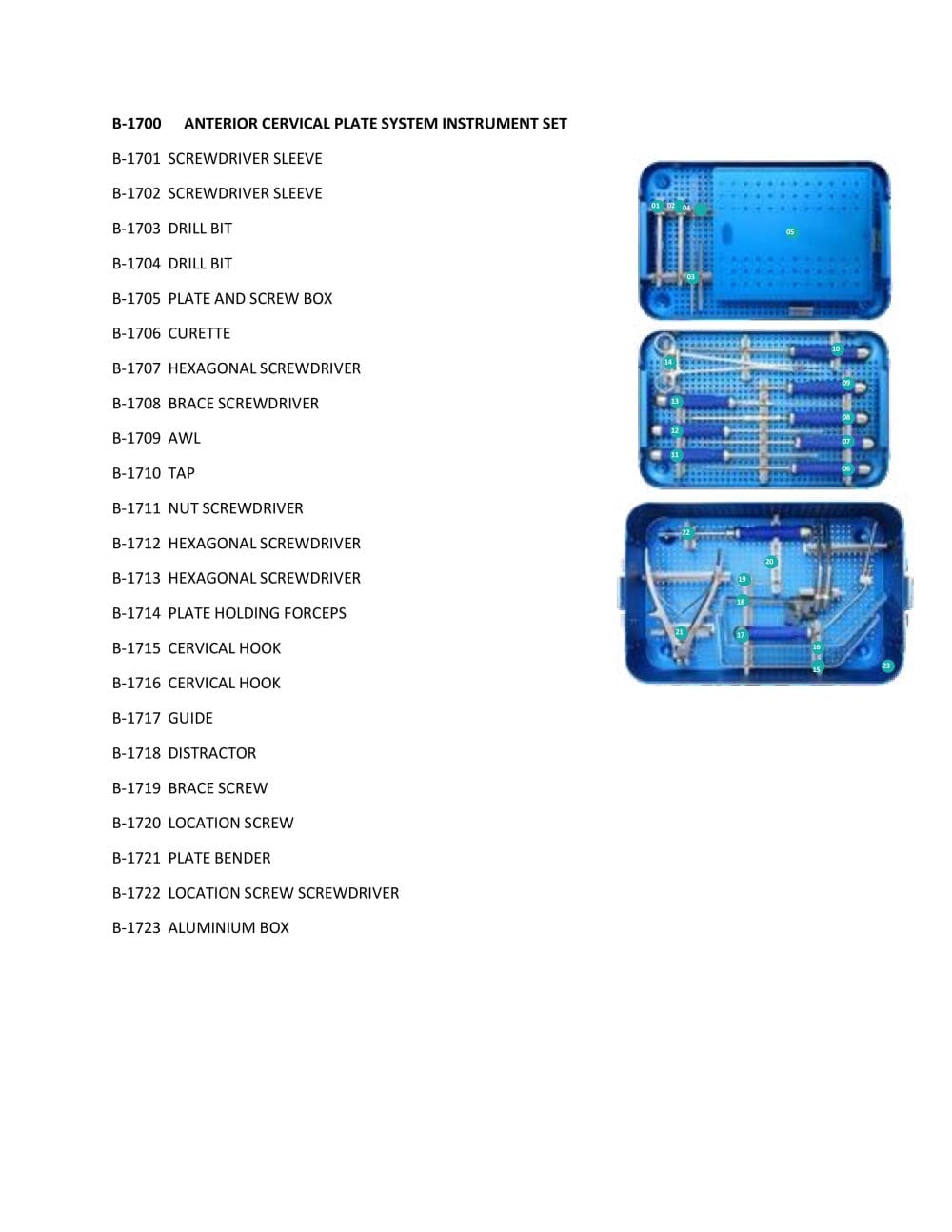 Spinal surgery instrument kit 9870 - Bisons International