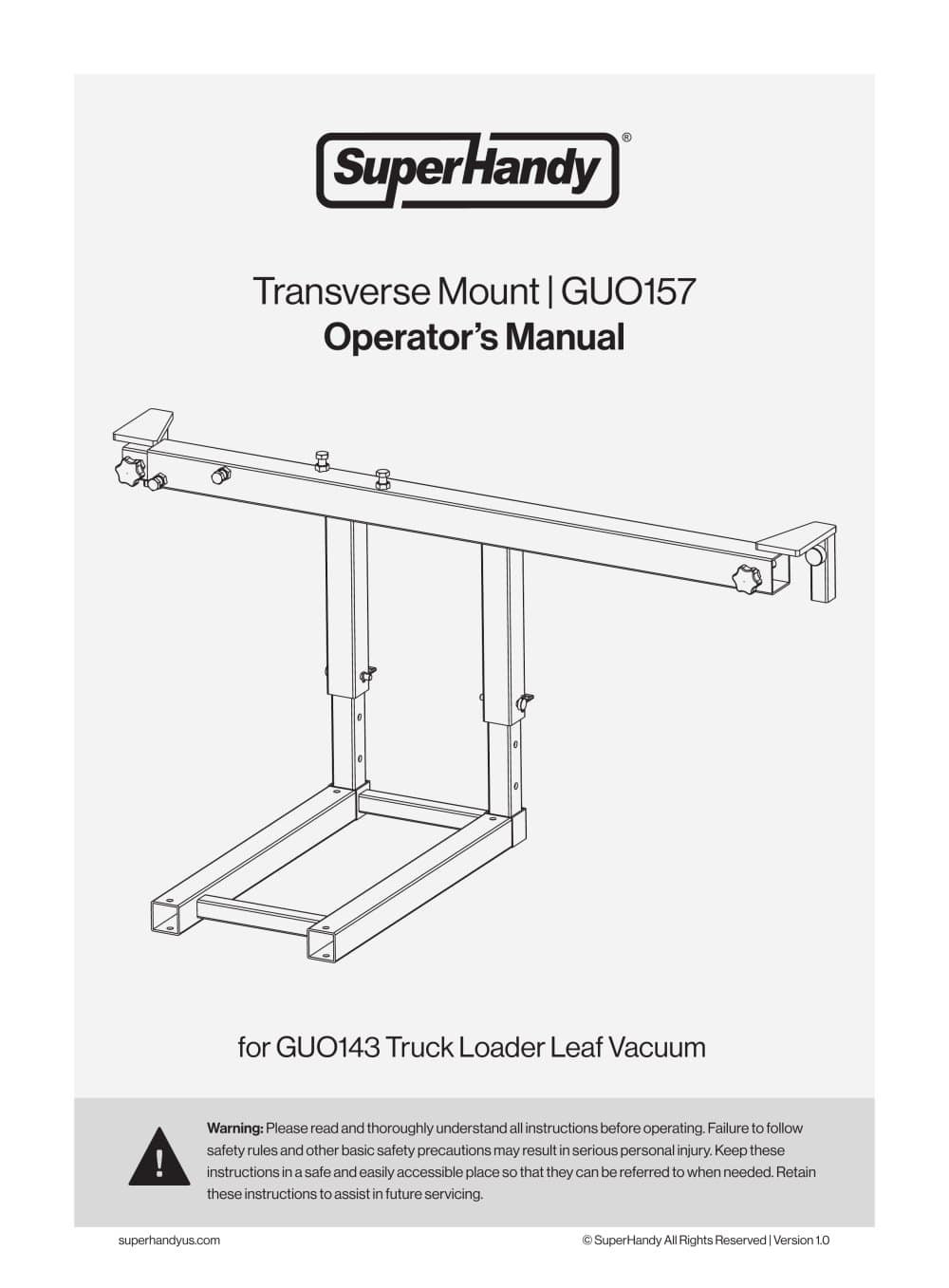 Superhandy Transverse Mount for Truck Loader Leaf Vacuum GUO143 - SuperHandy