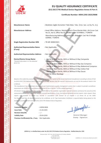 EU QUALITY ASSURANCE CERTIFICATE