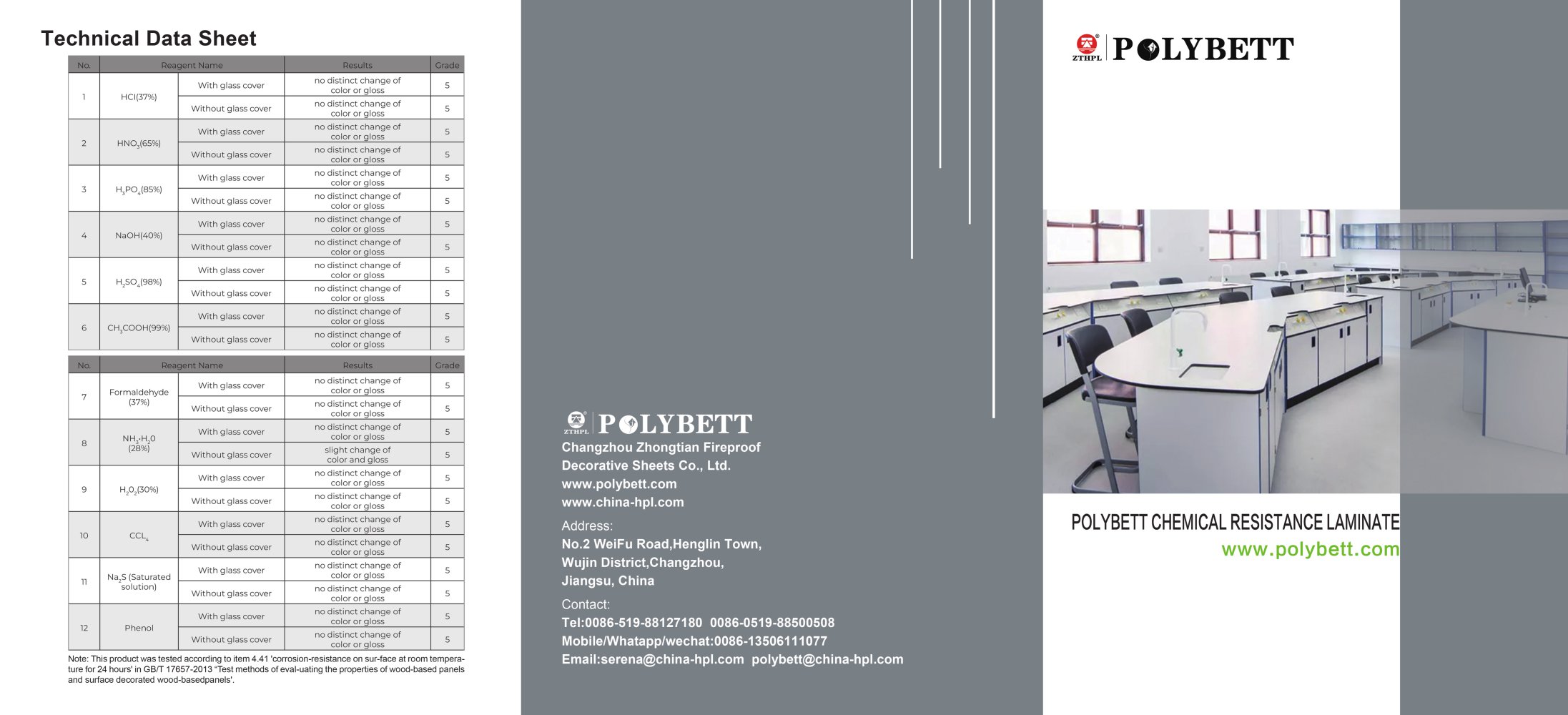 Laboratory Pro - Changzhou Zhongtian Fire-proof Decorative Sheets Co., Ltd.