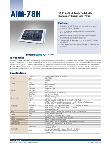 AIM-78H Medical Grade Tablet - Datasheet