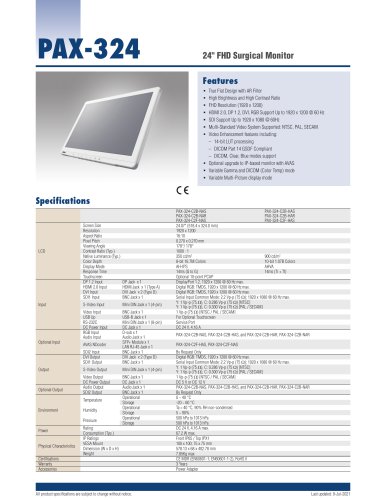 PAX-324 Surgical Monitor Full HD - Datasheet