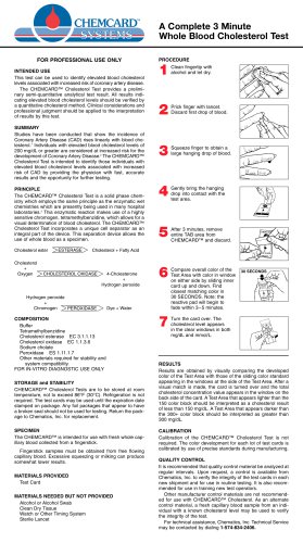 Chemcard™ Cholesterol Test - PROFESSIONAL USE