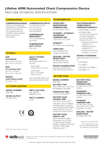 Lifeline ARM TECHNICAL SPECIFICATIONS†