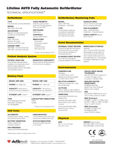 Lifeline AUTO Fully Automatic Defibrillator