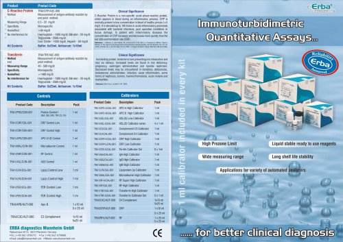 Immunoturbidimetric quantitative assays