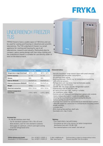 TUS underbench freezers