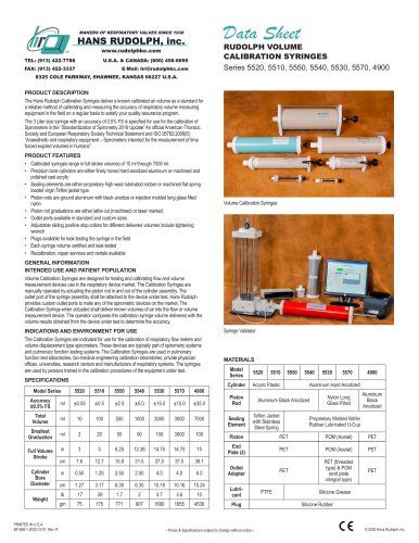 RUDOLPH VOLUME CALIBRATION SYRINGES