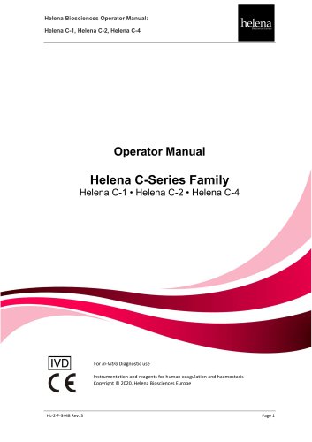 Operator Manual Helena C-Series Family Helena C-1 • Helena C-2 • Helena C-4