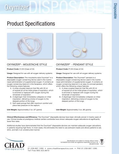 Oxymizer® O-224, P-224: Specifications