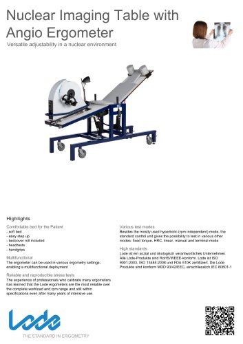 Nuclear Imaging Table with Angio Ergometer