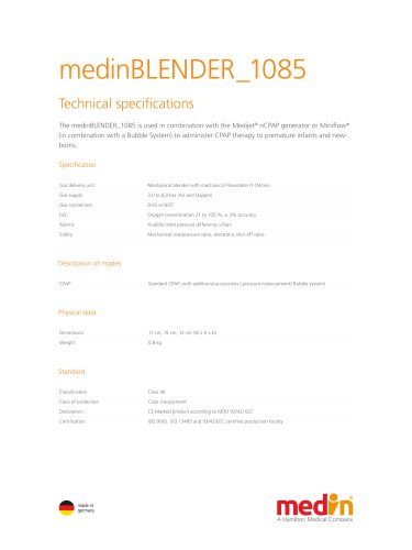 Technical Specifications medinBLENDER 1085