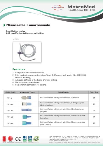 Insufflation tubing Co2 Insufflation tubing set with filter