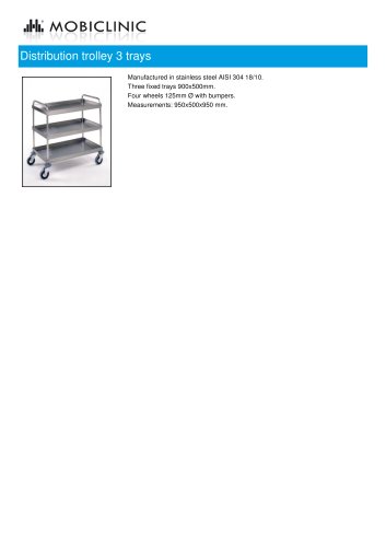 Distribution trolley 3 trays