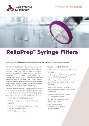 ReliaPrep™ Syringe Filters