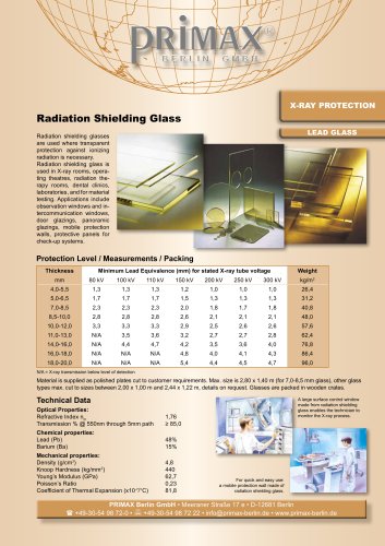 X-RAY PROTECTION LEAD GLASS