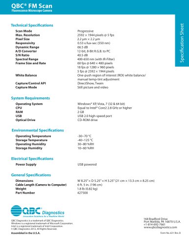 Specification Sheet: QBC FM Scan