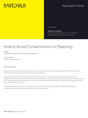 Contamination in Pipetting