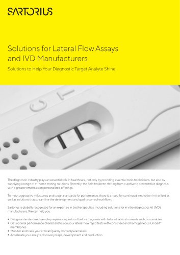 Solutions for Lateral Flow Assays and IVD Manufacturers