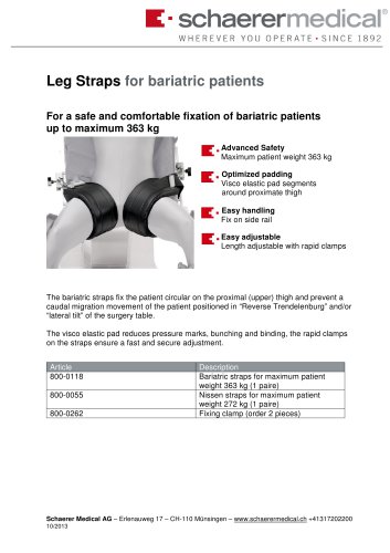 Leg Straps for bariatric patients