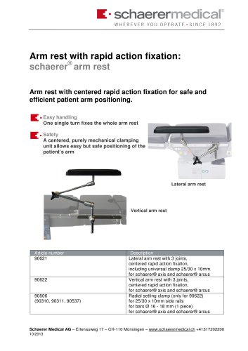 "schaerer® arm rest"