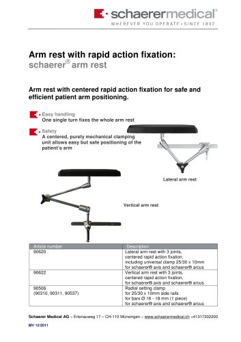 schaerer® arm rest