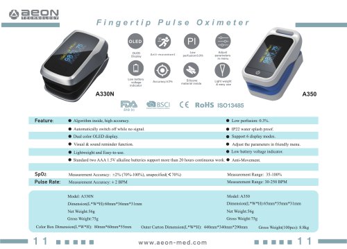 A330N-A350 finertip pulse oximeter