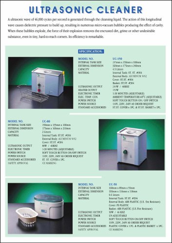 Ultrasonic Cleaner:UC-50 UC-80 UC-150