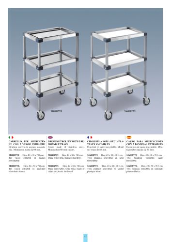 DRESSING TROLLEY WITH 3 REMOVABLE TRAYS