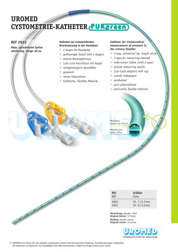 UROMED Cystometry Catheter PURgreen®, male, 2-way