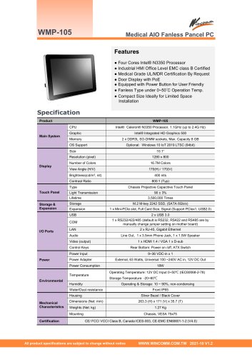 WMP-105 Celeron N3350 10.1"