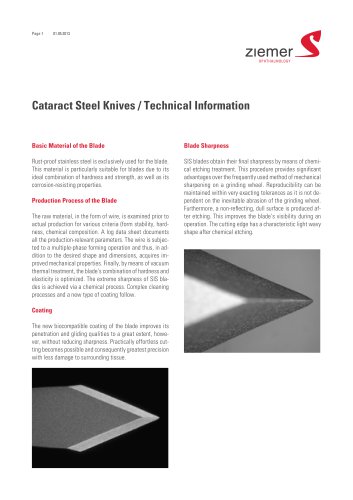 Cataract Steel Knives / Technical Information