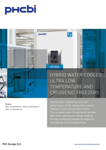 MDF-DU502VHW-PE / MDF-DU702VHW-PE / MDF-C2156VANW-PE Hybrid Water Cooled Freezers