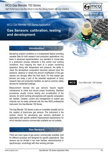 Gas Sensors: calibration, testing and development