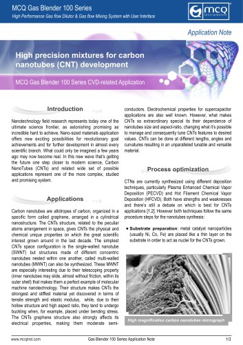 High precision mixtures for carbon nanotubes (CNT) development