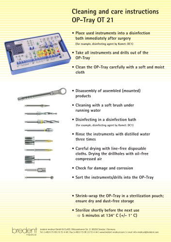 Cleaning and care instructions OP-Tray OT 21