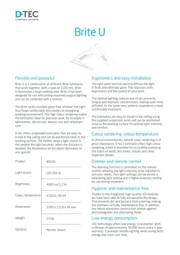 D-tec product sheet Brite U