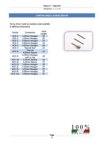 Contra-angle screw driver