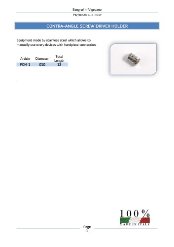 Contra-angle screw driver holder