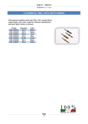 Cylindrical drill with depth marks