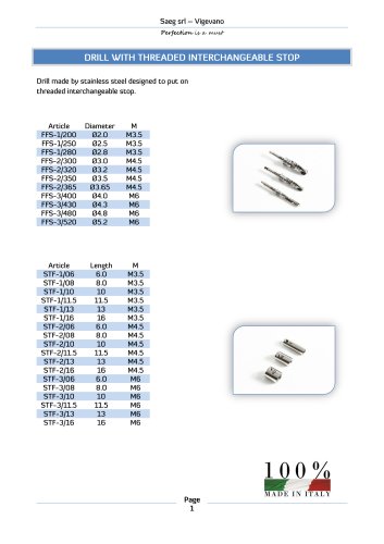 Drill with threaded interchangeable stop