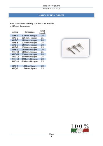 Hand screw driver