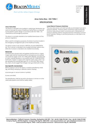 Area Valve Box HTM/ISO Specification Sheet