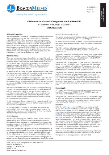 LifeLine MCS Automatic Manifold HTM/ISO Specification Sheet