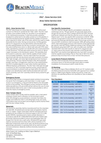 ZSU² Area Valve Service Unit HTM/ISO Specification Sheet