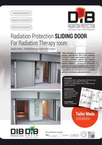 Radiation Protection SLIDING DOOR For Radiation Therapy room